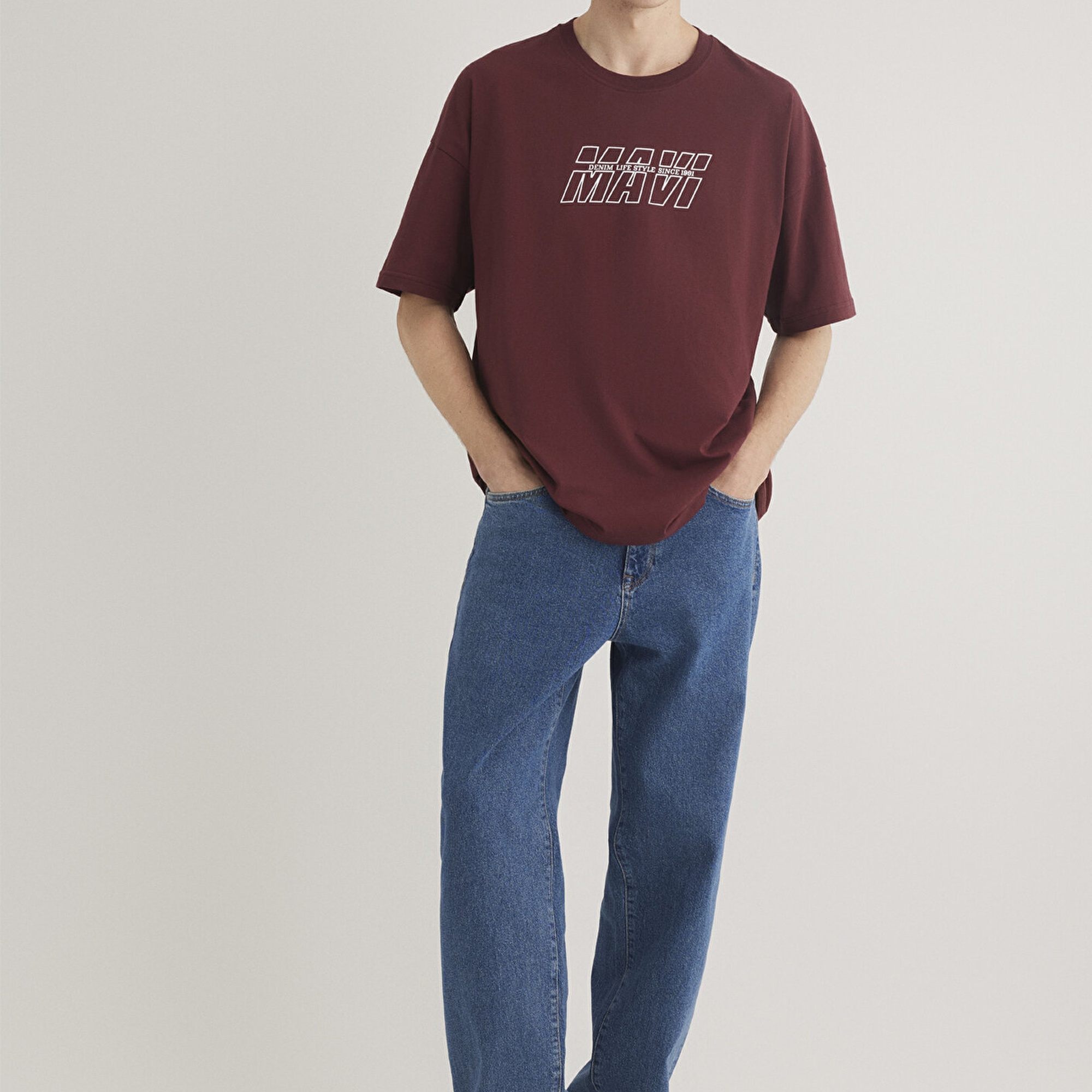 Mavi Mavi Logo Baskılı Kırmızı Tişört Oversize / Geniş Kesim 0611827-70396