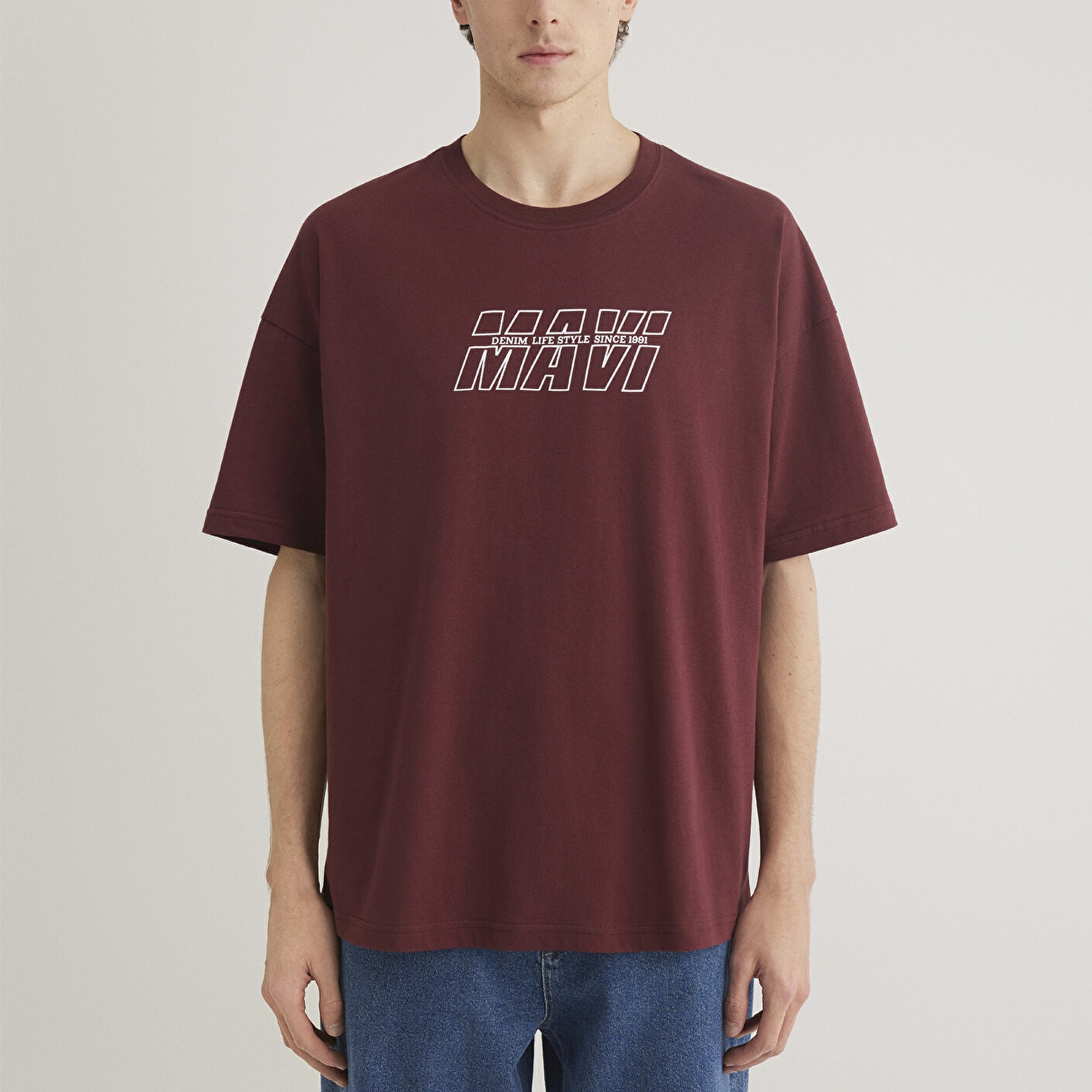 Mavi Mavi Logo Baskılı Kırmızı Tişört Oversize / Geniş Kesim 0611827-70396