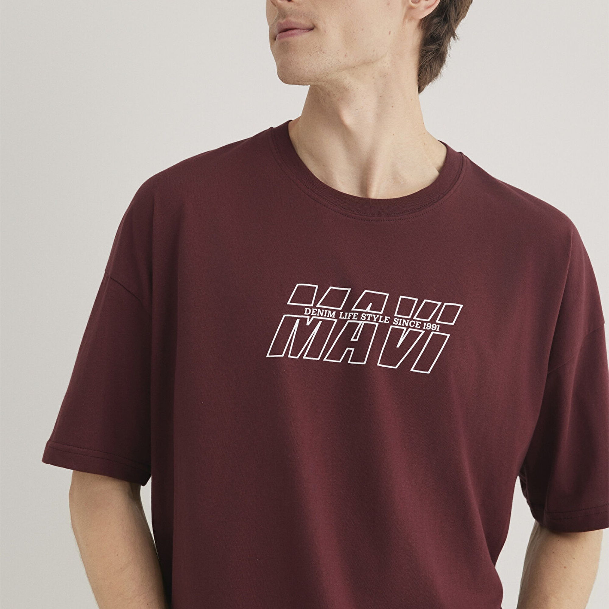 Mavi Mavi Logo Baskılı Kırmızı Tişört Oversize / Geniş Kesim 0611827-70396