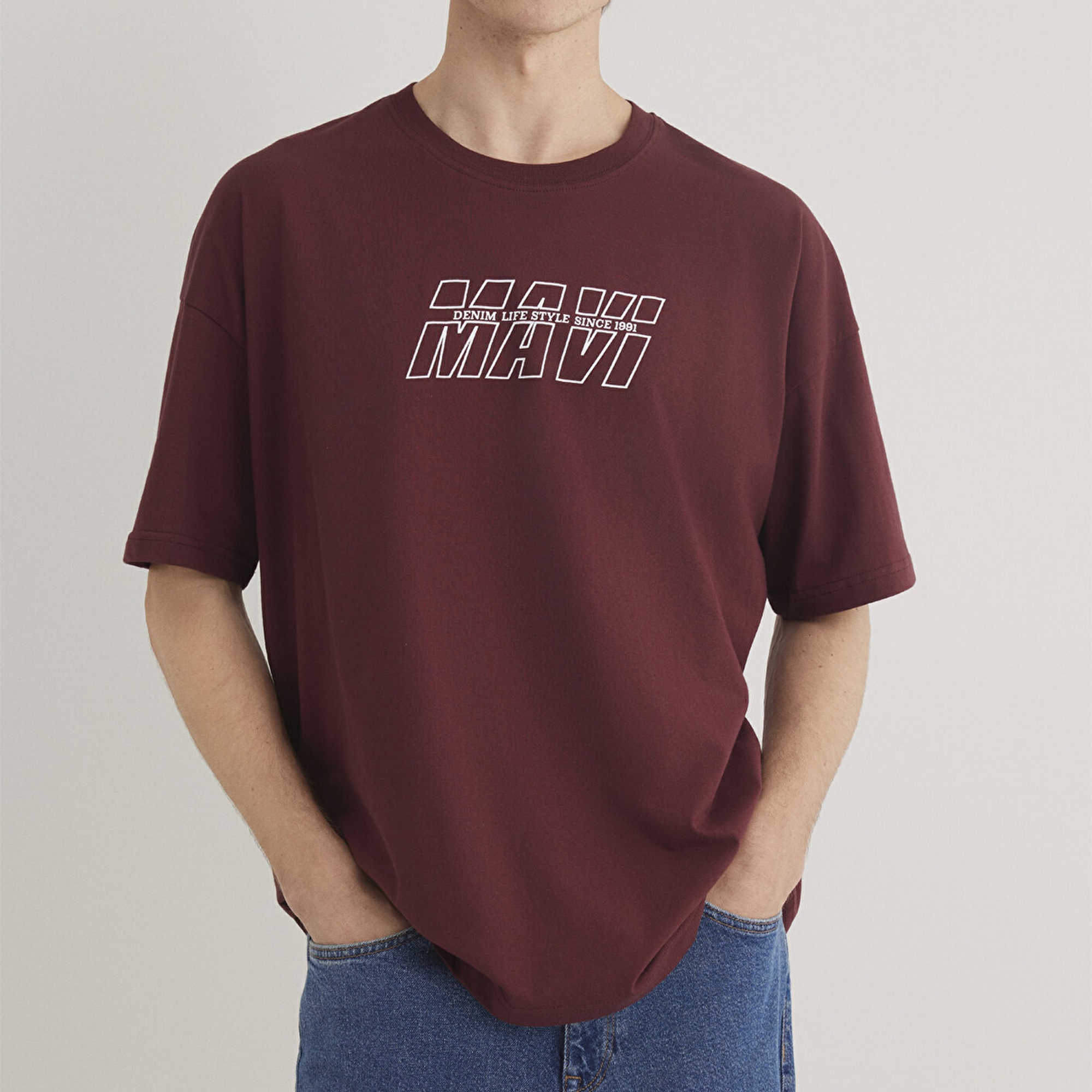 Mavi Mavi Logo Baskılı Kırmızı Tişört Oversize / Geniş Kesim 0611827-70396