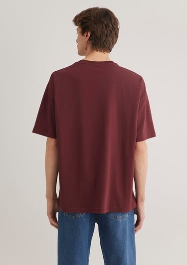  Mavi Mavi Logo Baskılı Kırmızı Tişört Oversize / Geniş Kesim 0611827-70396