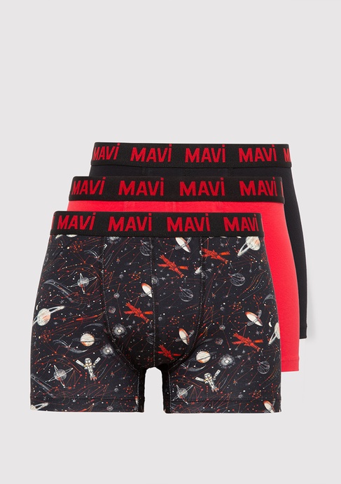  Mavi 3lü Baskılı Boxer 0911873-900
