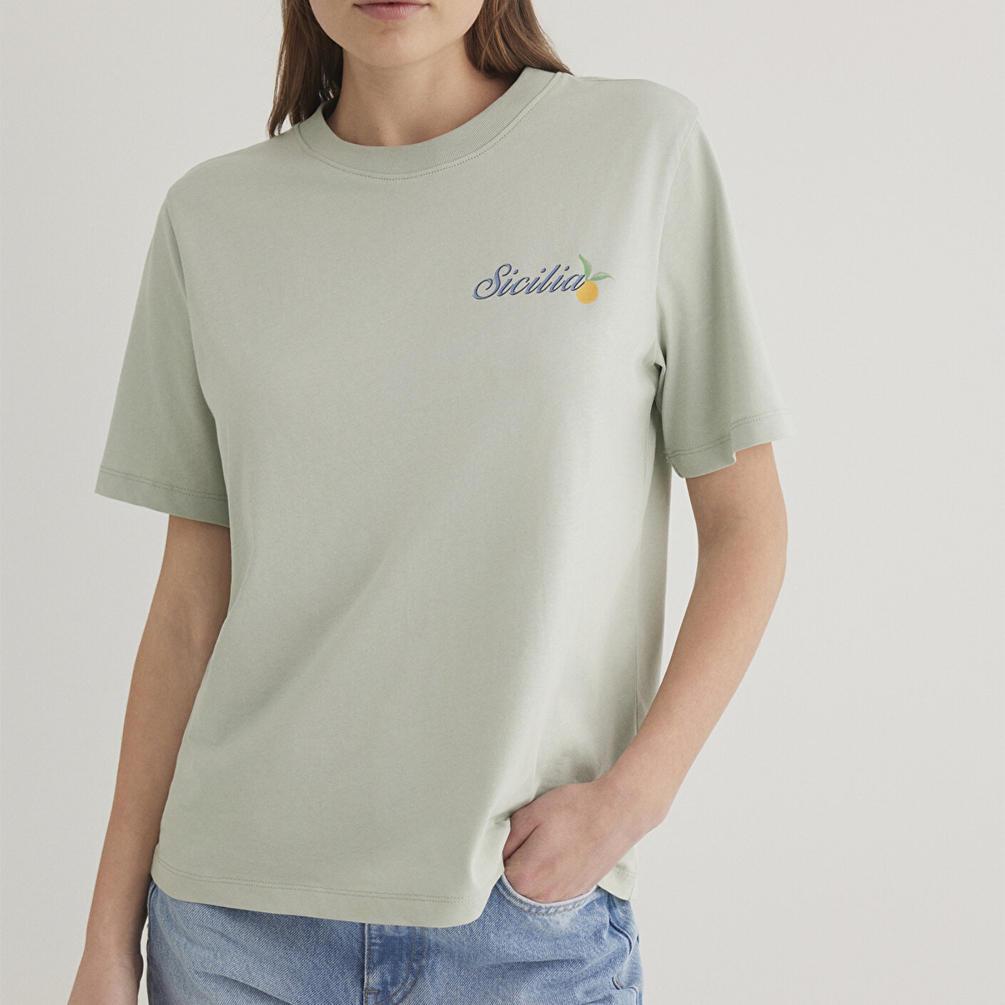 Mavi Sicilia Baskıılı Yeşil Tişört Regular Fit / Normal Kesim 1613055-71464
