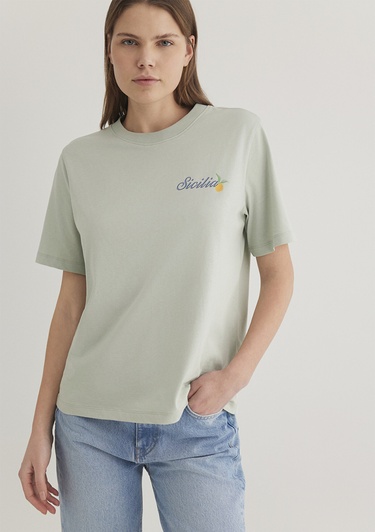  Mavi Sicilia Baskıılı Yeşil Tişört Regular Fit / Normal Kesim 1613055-71464