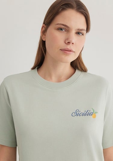  Mavi Sicilia Baskıılı Yeşil Tişört Regular Fit / Normal Kesim 1613055-71464