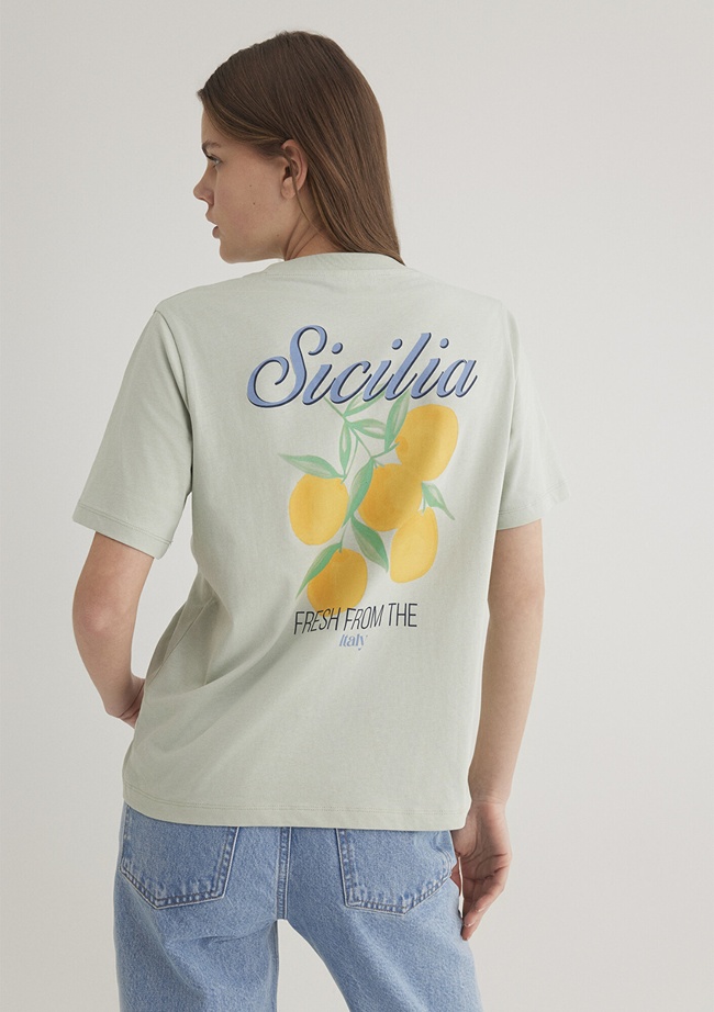 Mavi Sicilia Baskıılı Yeşil Tişört Regular Fit / Normal Kesim 1613055-71464