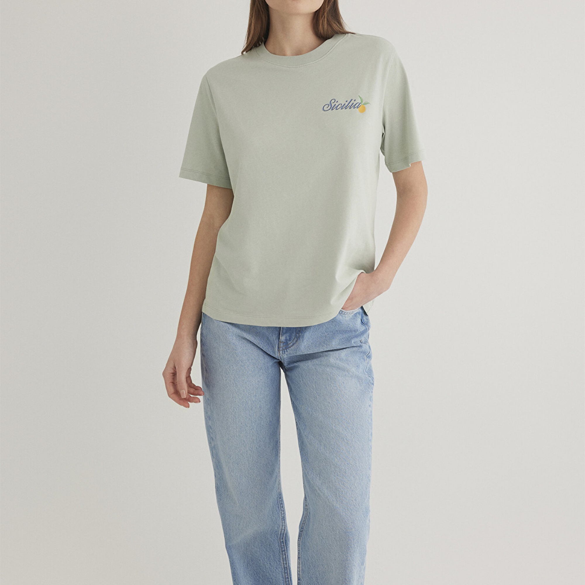 Mavi Sicilia Baskıılı Yeşil Tişört Regular Fit / Normal Kesim 1613055-71464