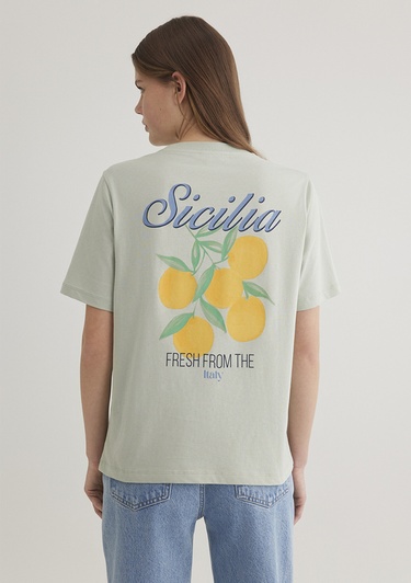  Mavi Sicilia Baskıılı Yeşil Tişört Regular Fit / Normal Kesim 1613055-71464