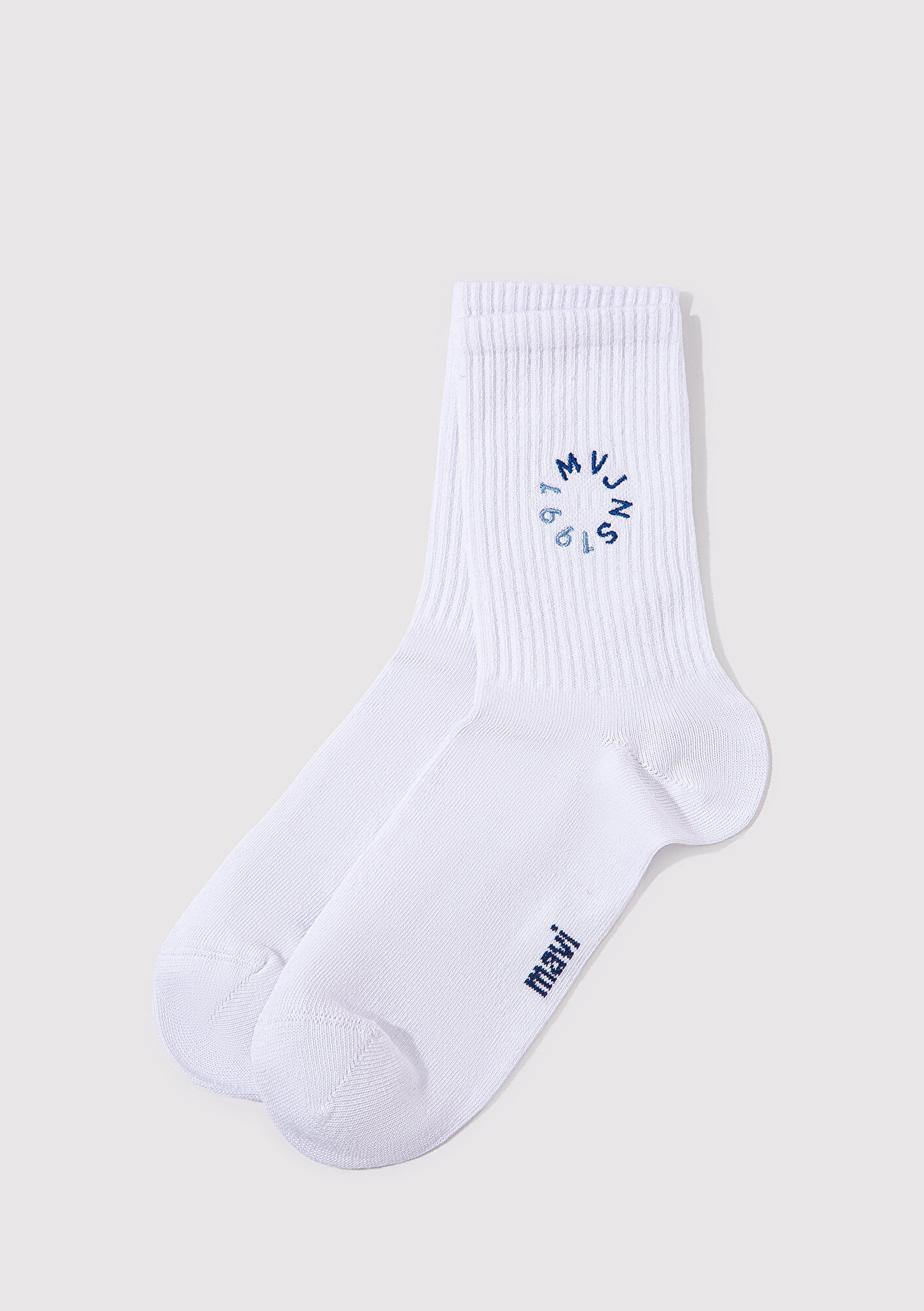  Mavi MVJNS Baskılı Beyaz Soket Çorap 1913259-620
