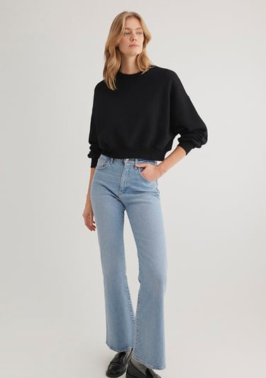  Mavi Bisiklet Yaka Siyah Basic Sweatshirt 1S10307-900