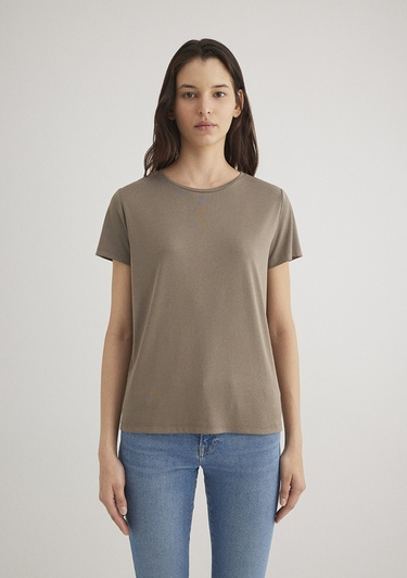  Mavi Lux Touch TENCEL TM Kahverengi Modal Tişört Regular Fit / Normal Kesim 1612693-83866