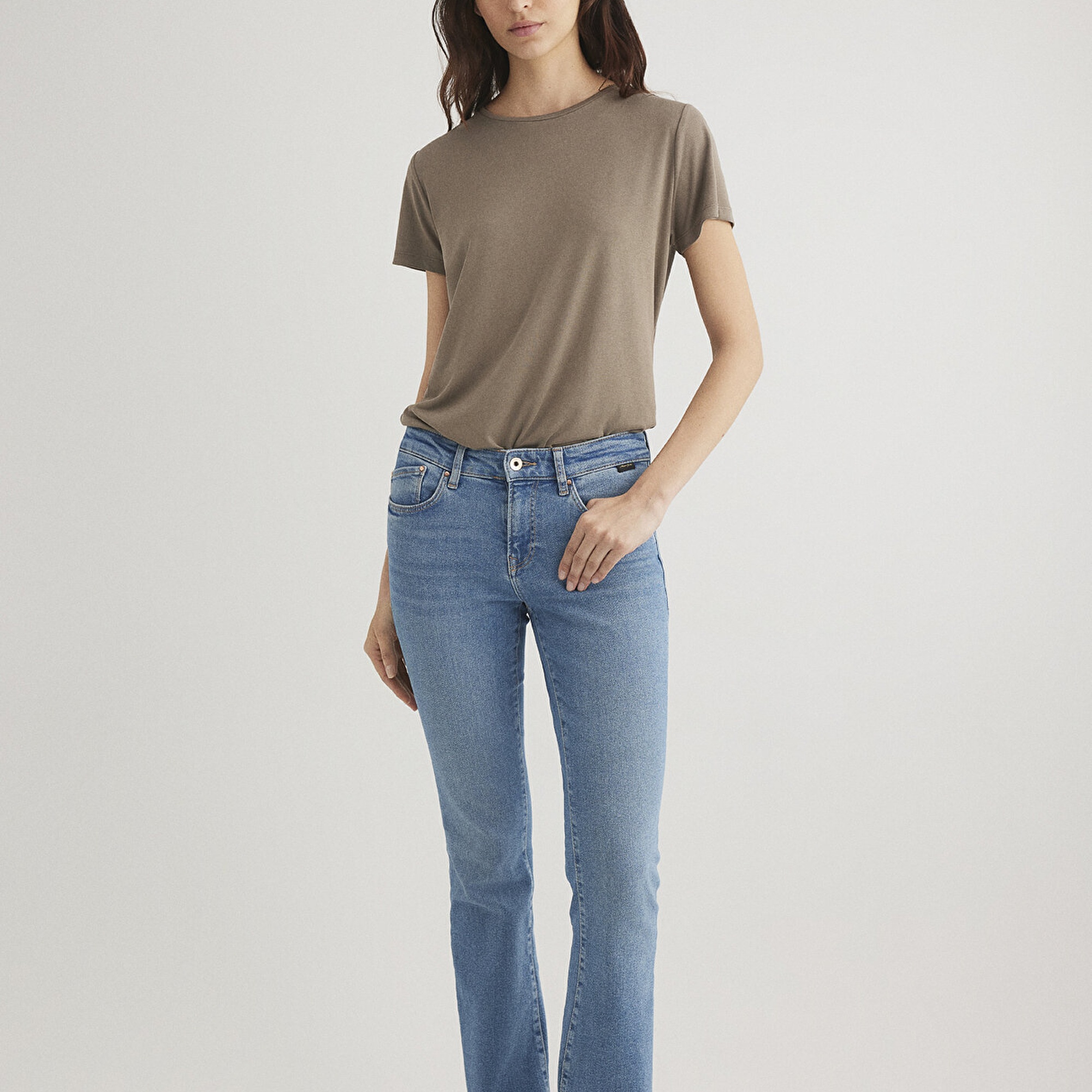 Mavi Lux Touch TENCEL TM Kahverengi Modal Tişört Regular Fit / Normal Kesim 1612693-83866