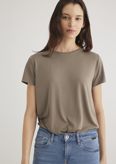  Mavi Lux Touch TENCEL TM Kahverengi Modal Tişört Regular Fit / Normal Kesim 1612693-83866