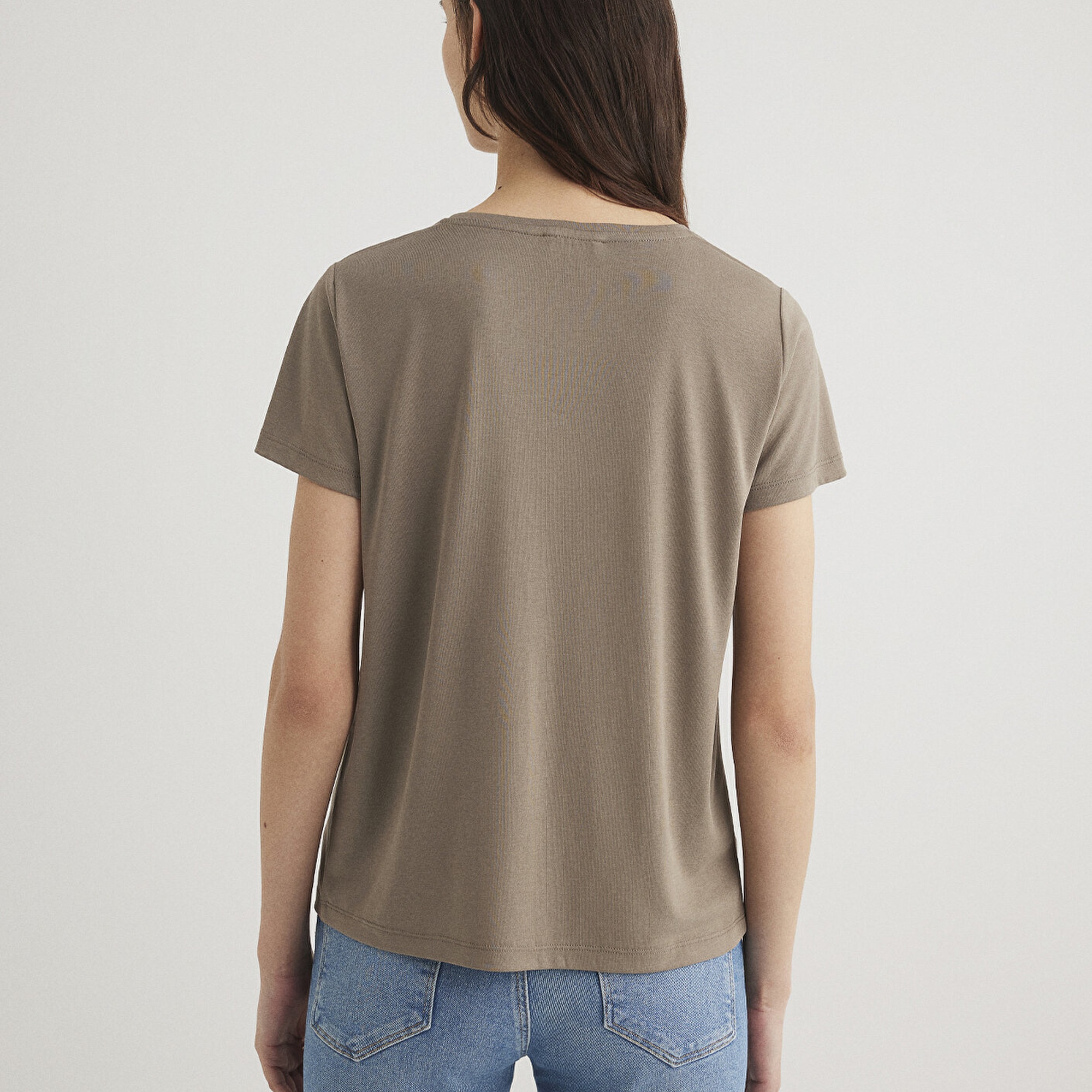 Mavi Lux Touch TENCEL TM Kahverengi Modal Tişört Regular Fit / Normal Kesim 1612693-83866