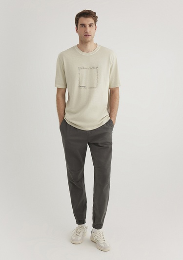  Mavi Bej Tişört Loose Fit / Bol Rahat Kesim 0612553-70322