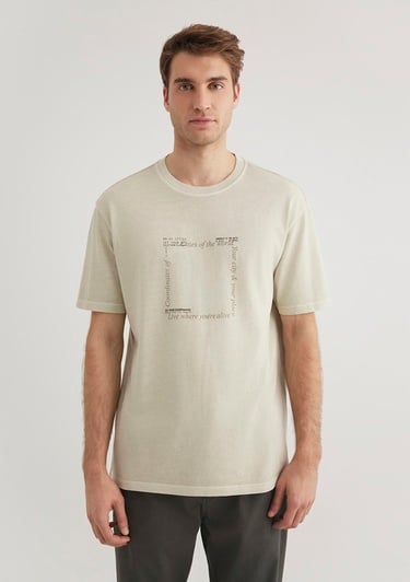  Mavi Bej Tişört Loose Fit / Bol Rahat Kesim 0612553-70322