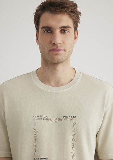  Mavi Bej Tişört Loose Fit / Bol Rahat Kesim 0612553-70322