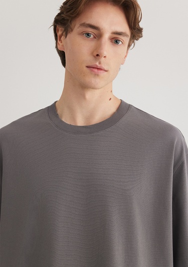  Mavi Gri Basic Tişört Boxy Fit 0612489-80020