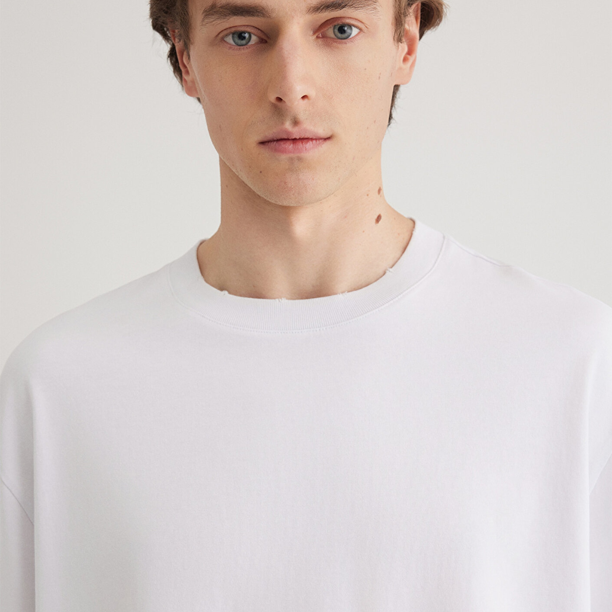 Mavi Beyaz Basic Tişört Boxy Fit 0612489-620