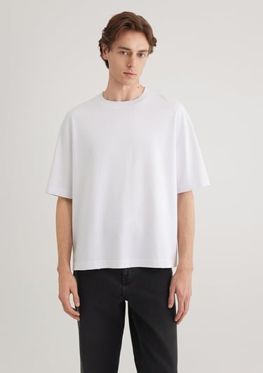  Mavi Beyaz Basic Tişört Boxy Fit 0612489-620