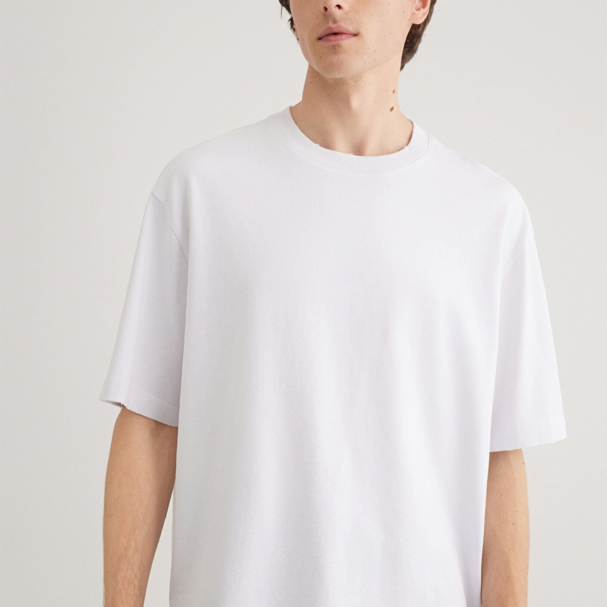 Mavi Beyaz Basic Tişört Boxy Fit 0612489-620