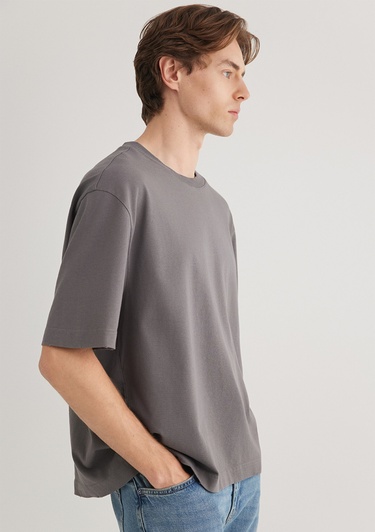  Mavi Gri Basic Tişört Boxy Fit 0612489-80020