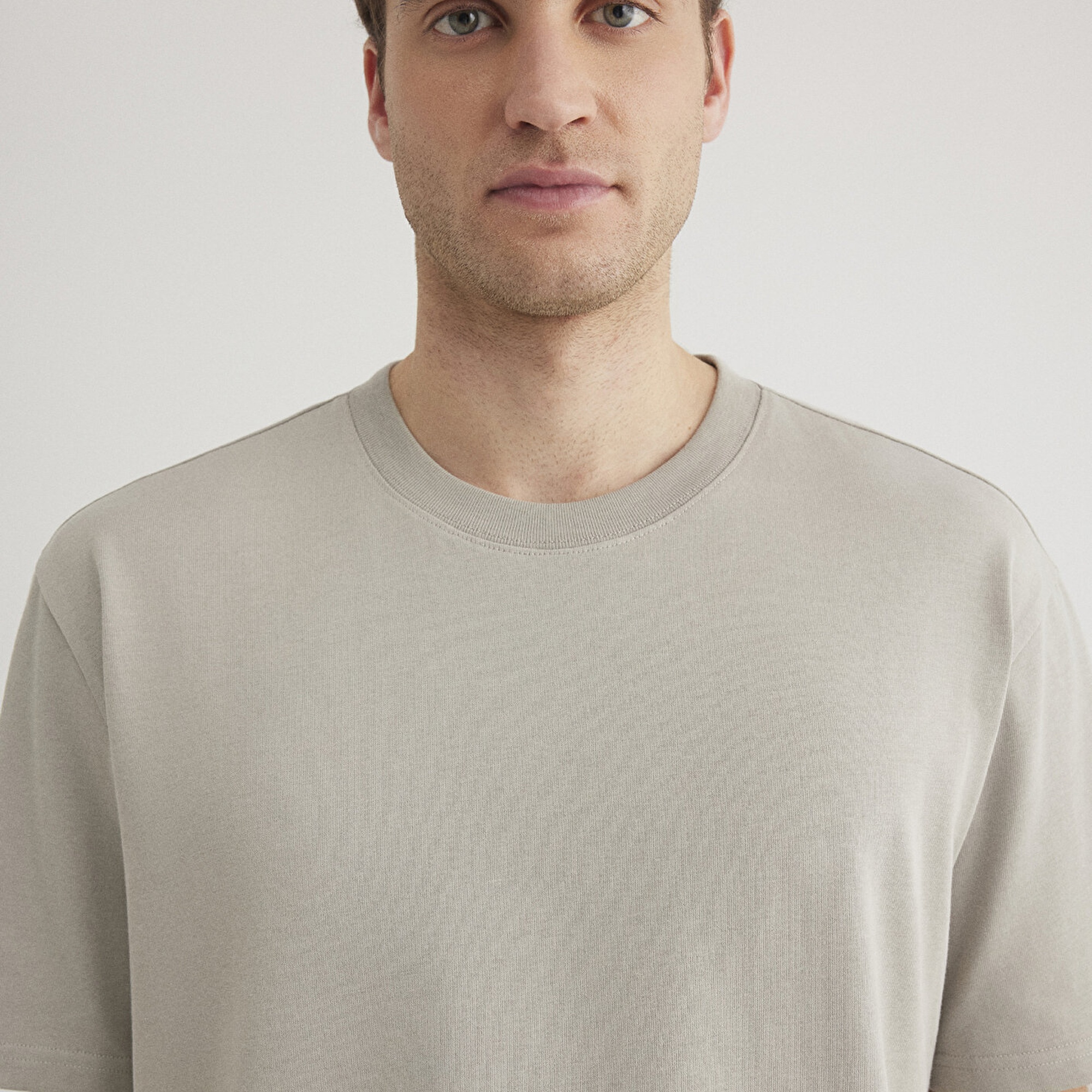 Mavi Bisiklet Yaka Gri Basic Tişört Loose Fit / Bol Rahat Kesim 0611596-70100