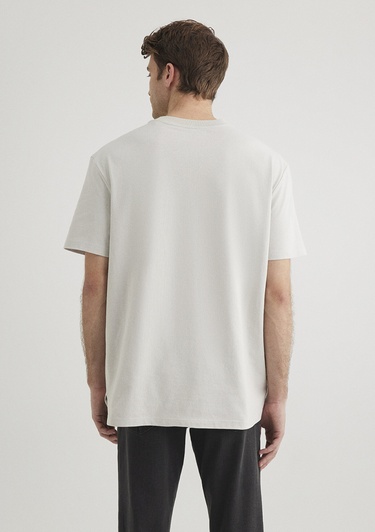  Mavi Cep Detaylı Gri Tişört Loose Fit / Bol Rahat Kesim 066248-70080