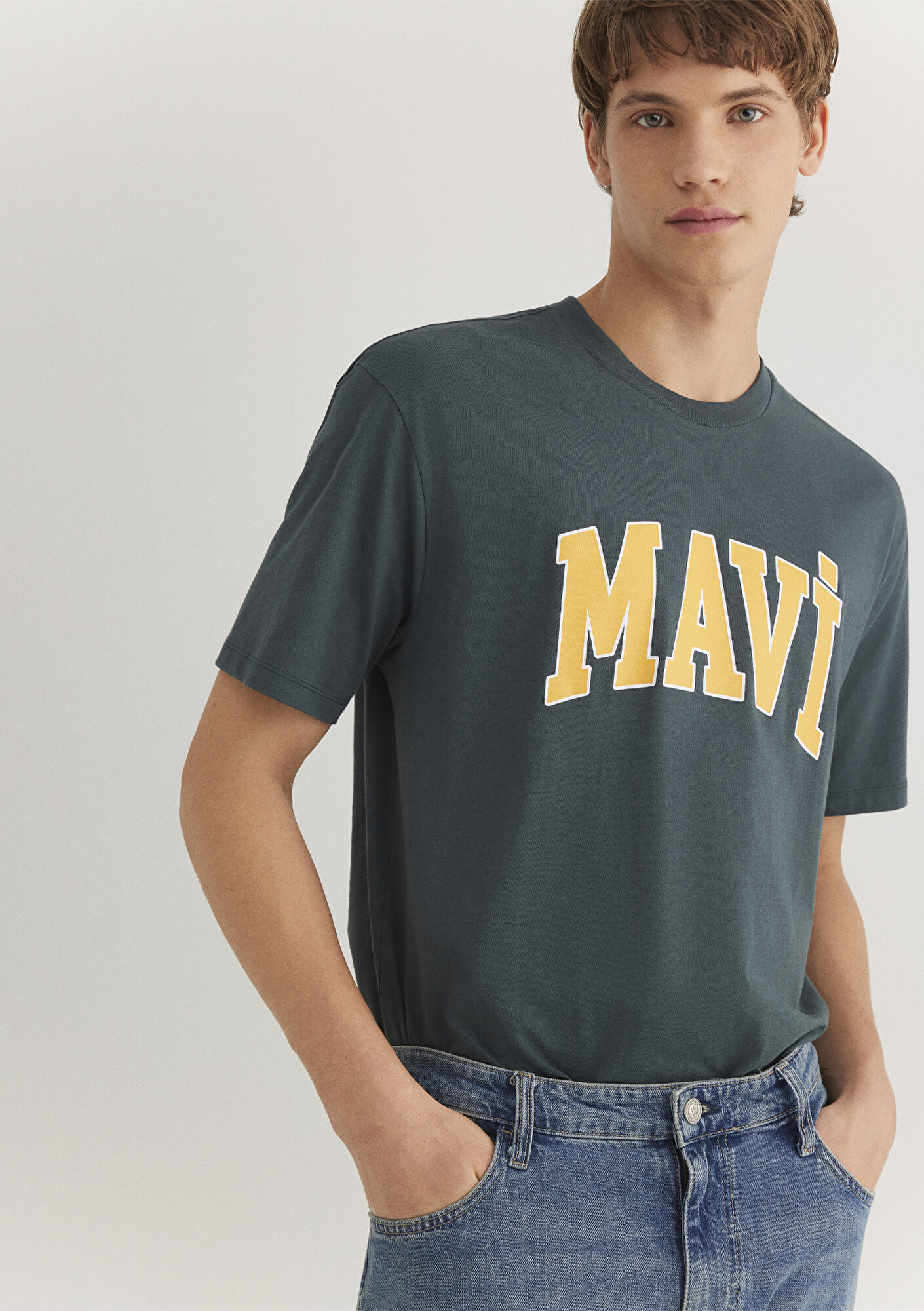  Mavi Mavi Logo Baskılı Yeşil Tişört Loose Fit / Bol Rahat Kesim 0611711-71598