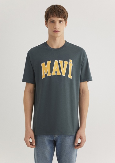  Mavi Mavi Logo Baskılı Yeşil Tişört Loose Fit / Bol Rahat Kesim 0611711-71598