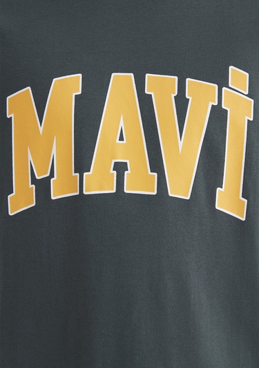  Mavi Mavi Logo Baskılı Yeşil Tişört Loose Fit / Bol Rahat Kesim 0611711-71598