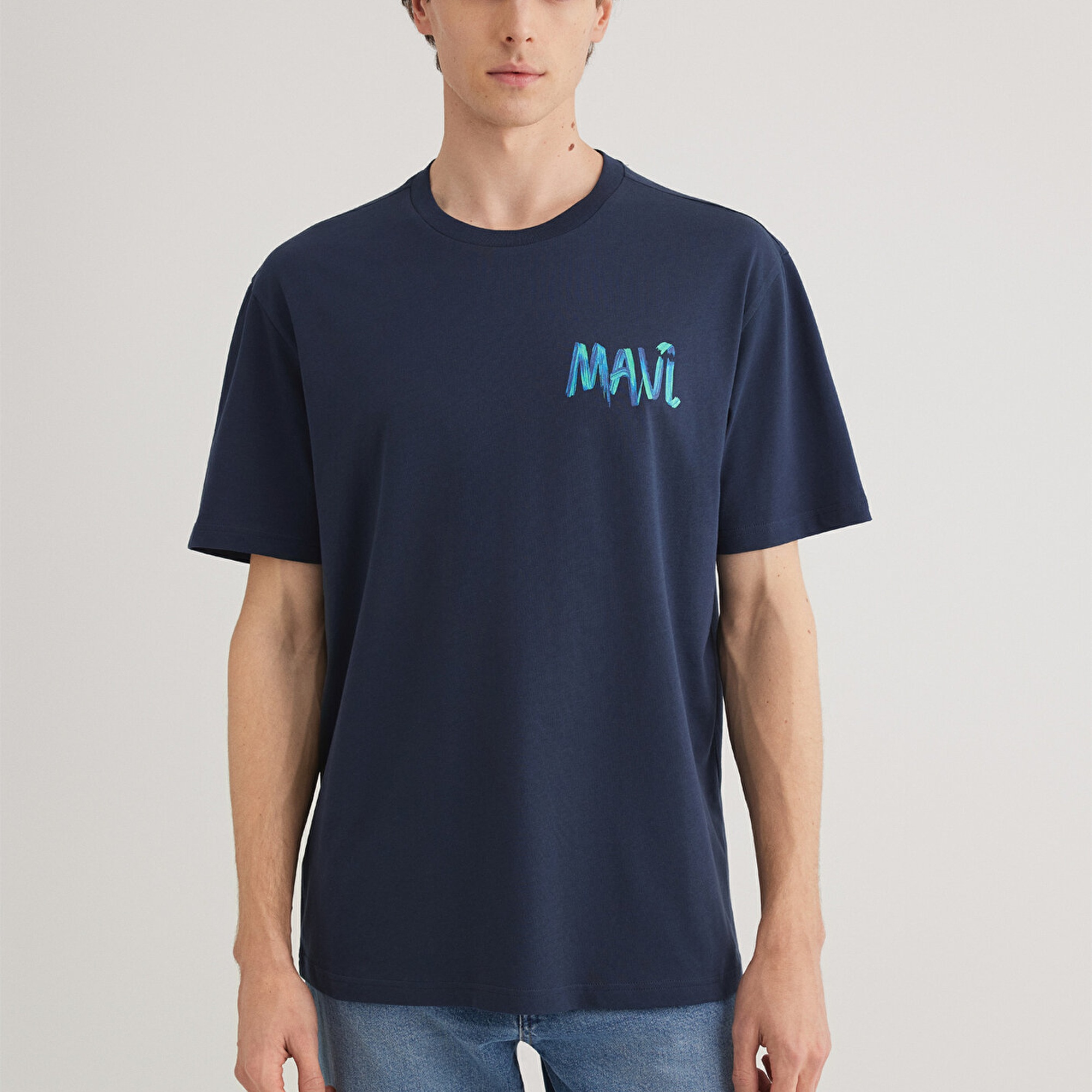 Mavi Mavi Baskılı Lacivert Tişört Loose Fit / Bol Rahat Kesim 0612468-70490