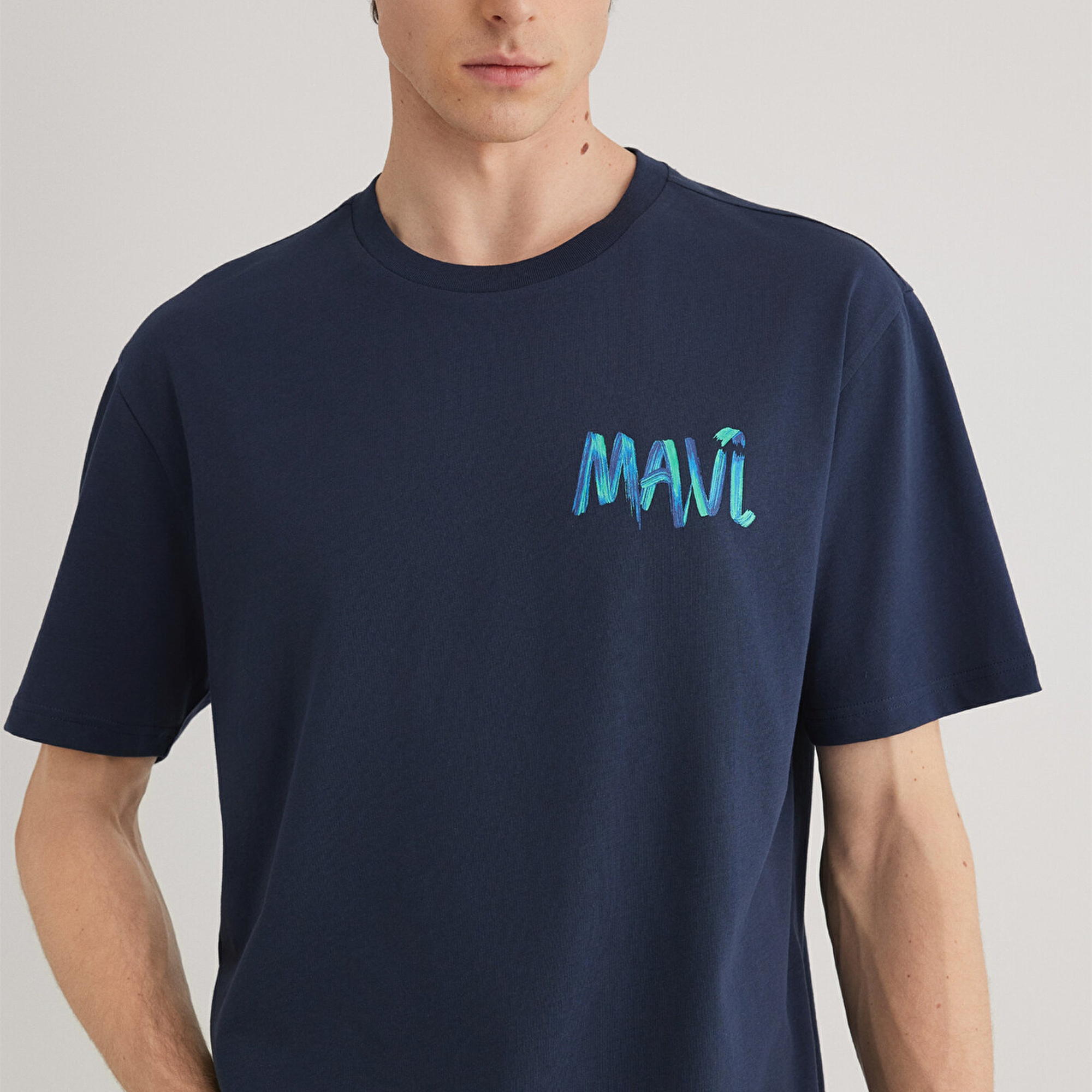 Mavi Mavi Baskılı Lacivert Tişört Loose Fit / Bol Rahat Kesim 0612468-70490