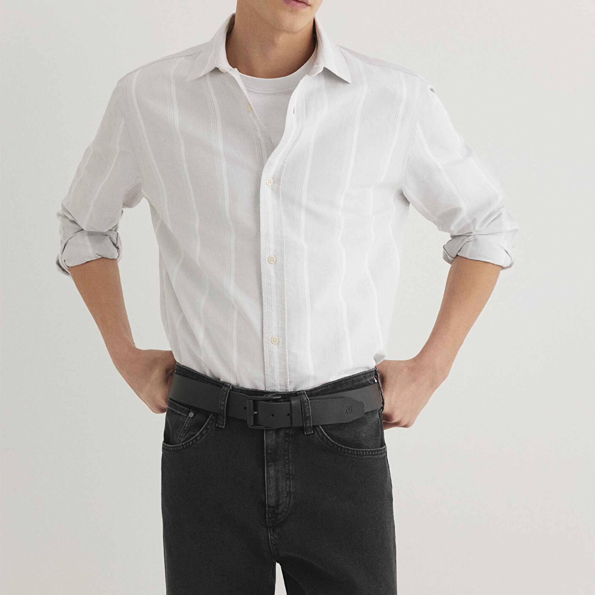 Mavi Çizgili Gri Gömlek Regular Fit / Normal Kesim 0211312-70075