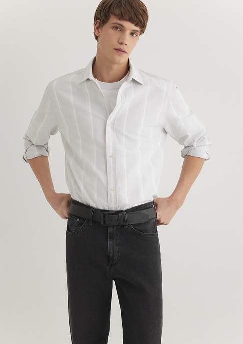  Mavi Çizgili Gri Gömlek Regular Fit / Normal Kesim 0211312-70075