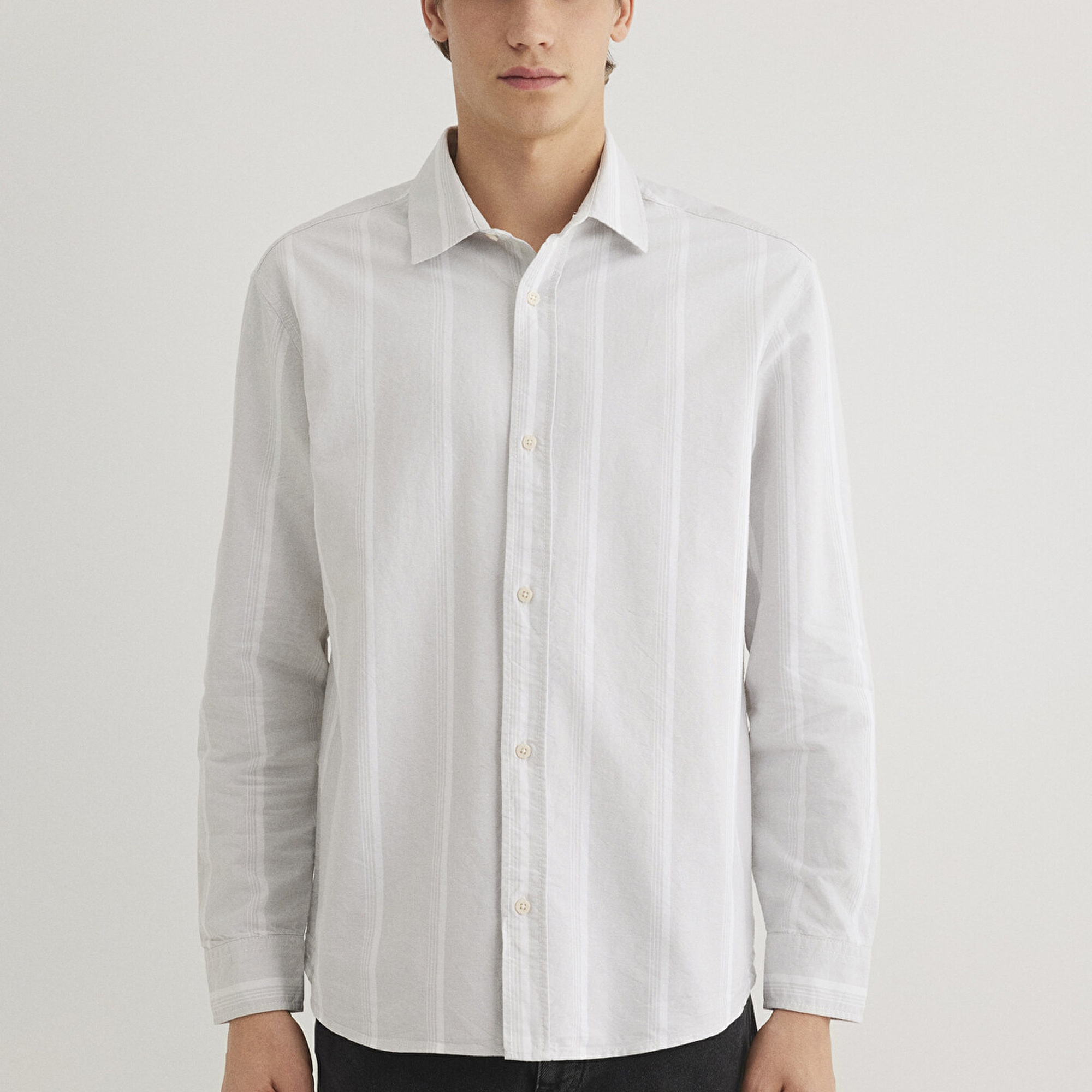 Mavi Çizgili Gri Gömlek Regular Fit / Normal Kesim 0211312-70075