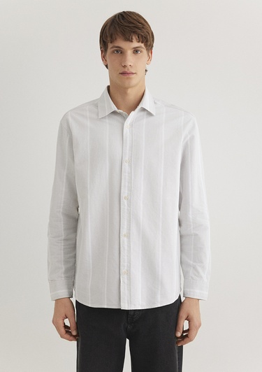  Mavi Çizgili Gri Gömlek Regular Fit / Normal Kesim 0211312-70075