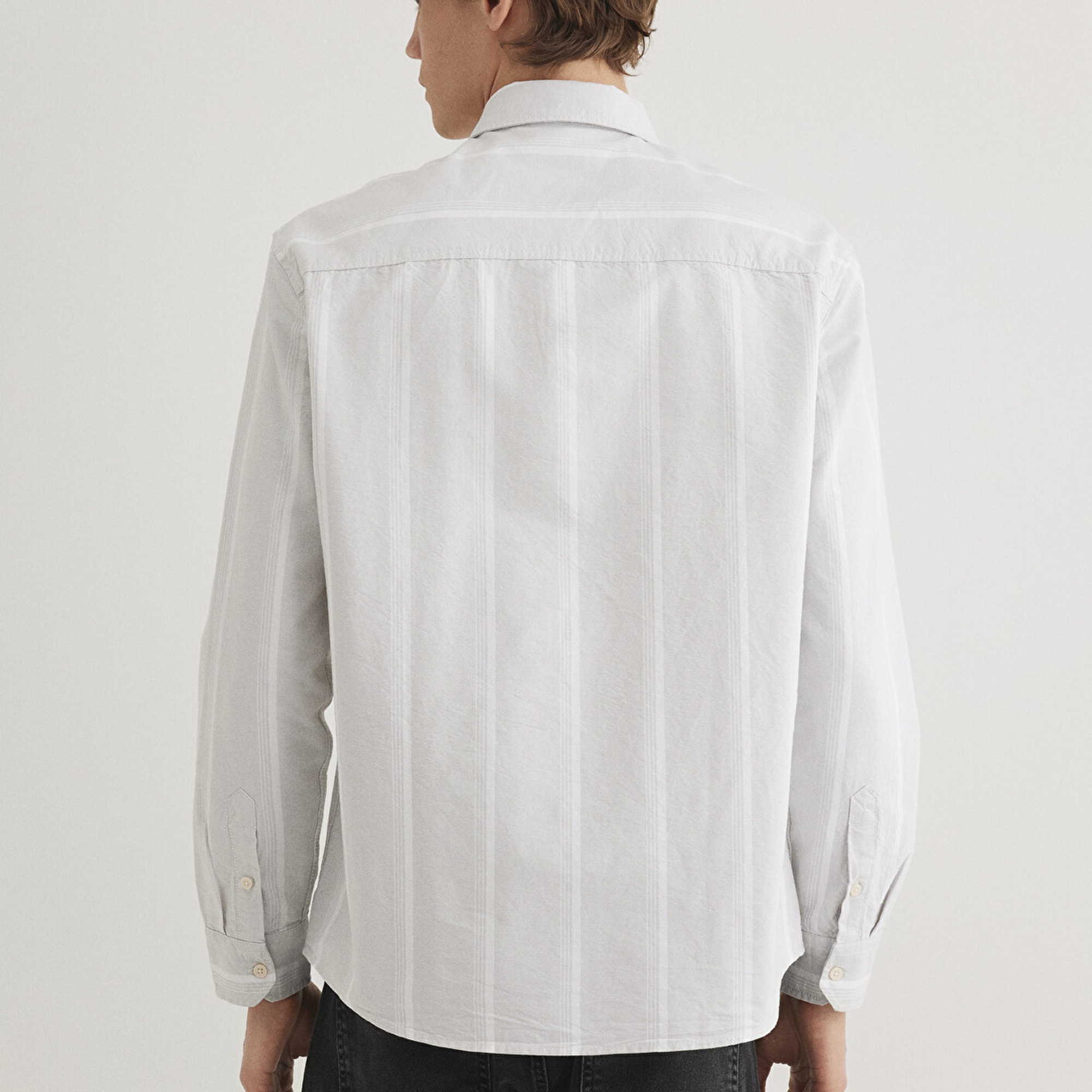 Mavi Çizgili Gri Gömlek Regular Fit / Normal Kesim 0211312-70075