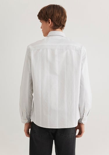  Mavi Çizgili Gri Gömlek Regular Fit / Normal Kesim 0211312-70075