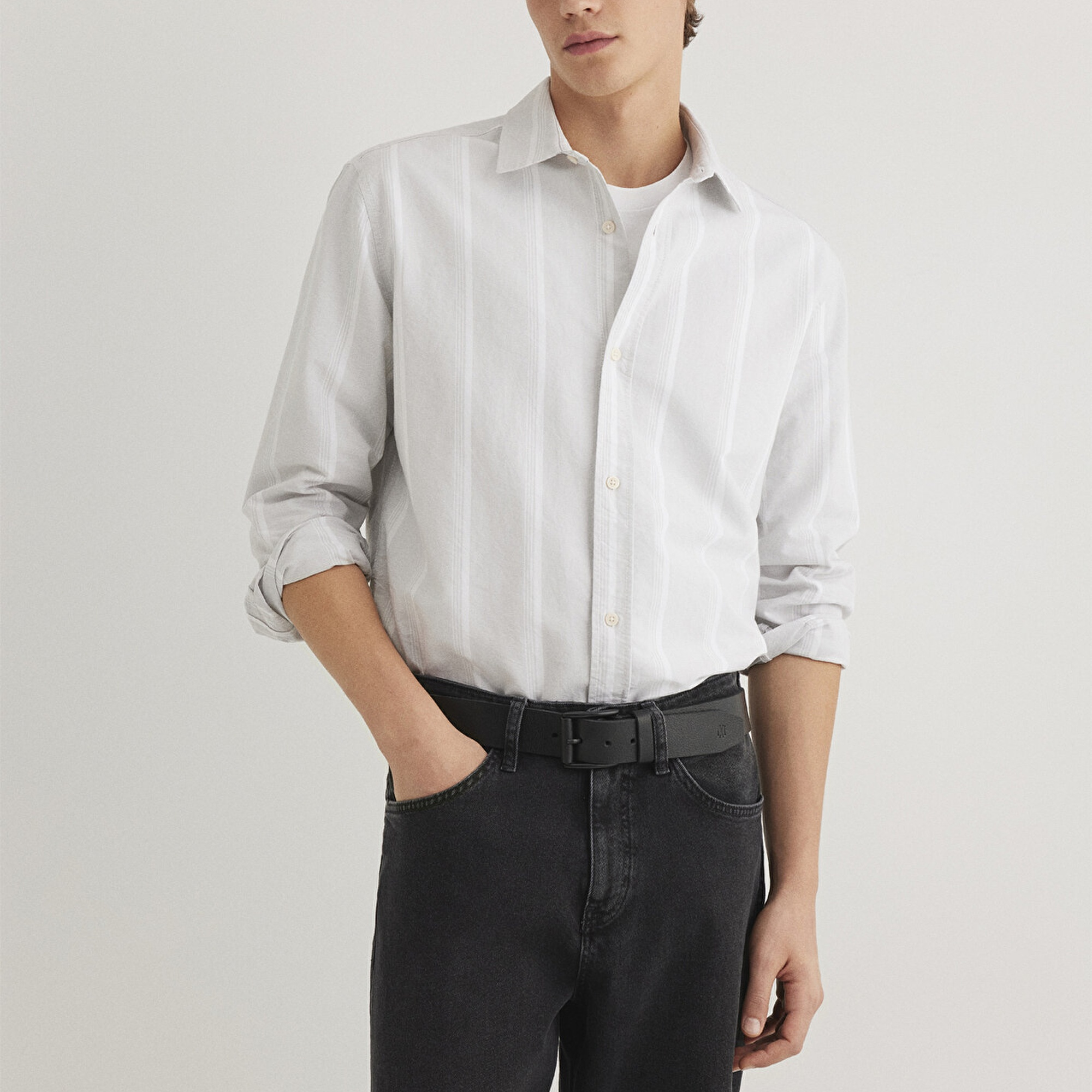 Mavi Çizgili Gri Gömlek Regular Fit / Normal Kesim 0211312-70075