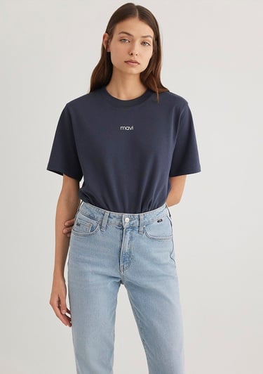  Mavi Mavi Logo Baskılı Mavi Tişört Regular Fit / Normal Kesim 1612829-85315