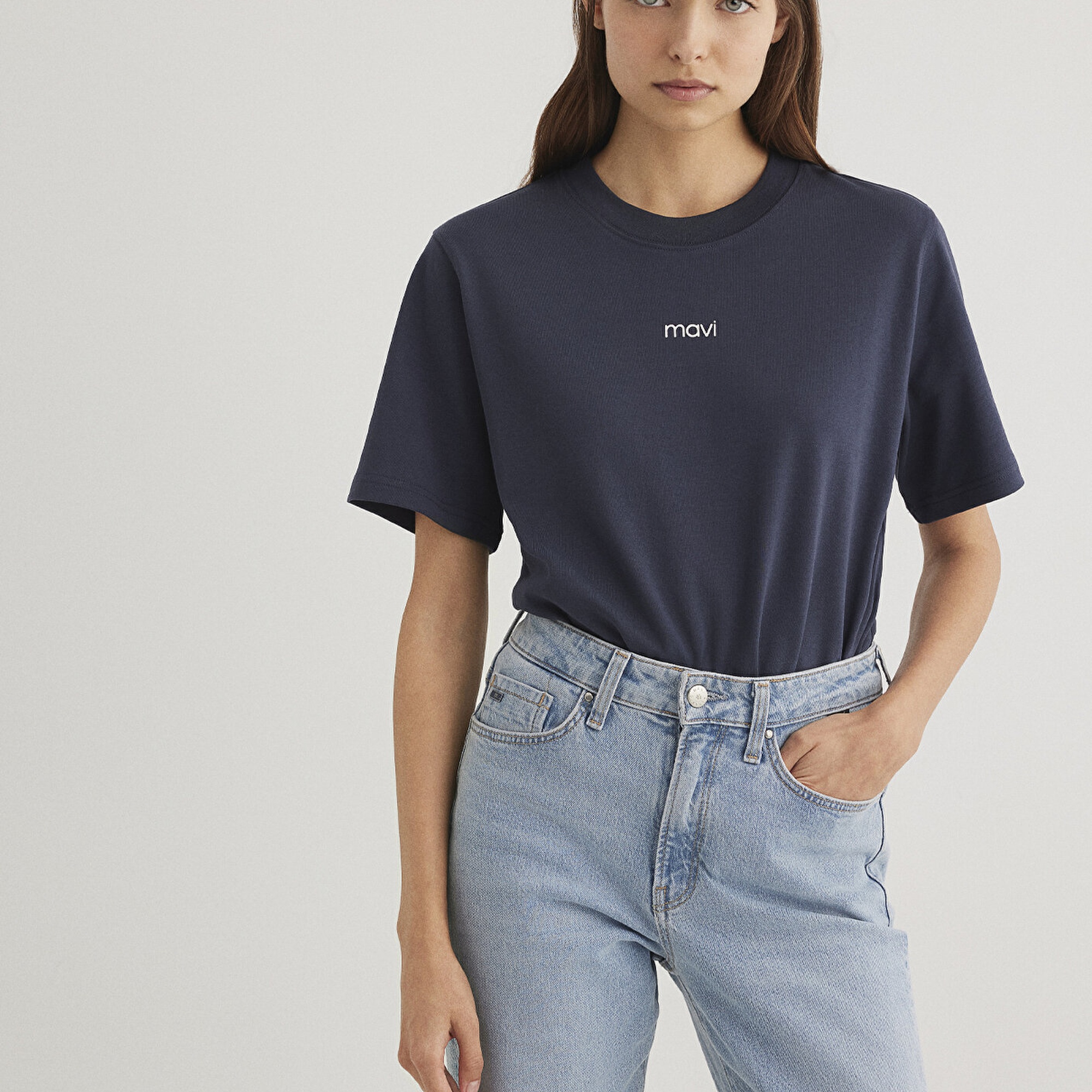 Mavi Mavi Logo Baskılı Mavi Tişört Regular Fit / Normal Kesim 1612829-85315