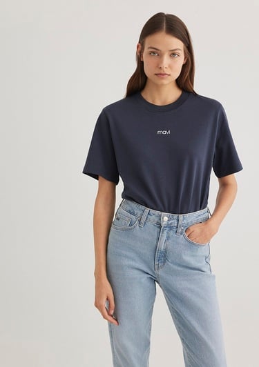  Mavi Mavi Logo Baskılı Mavi Tişört Regular Fit / Normal Kesim 1612829-85315