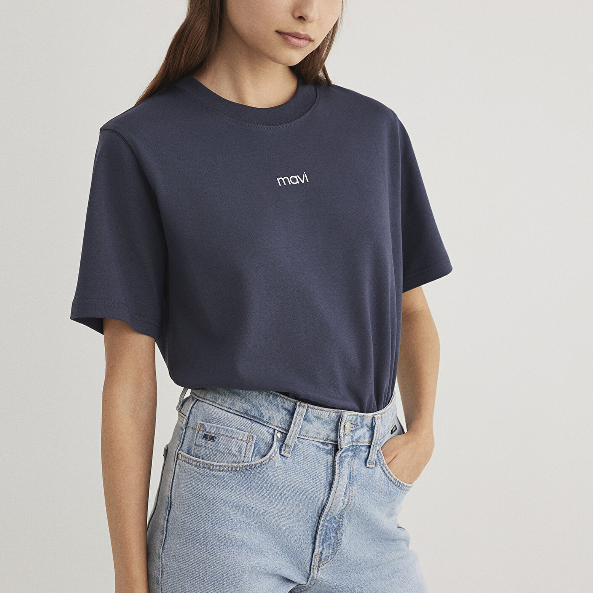 Mavi Mavi Logo Baskılı Mavi Tişört Regular Fit / Normal Kesim 1612829-85315