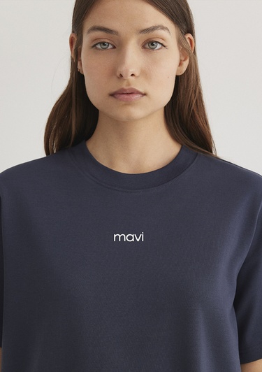  Mavi Mavi Logo Baskılı Mavi Tişört Regular Fit / Normal Kesim 1612829-85315