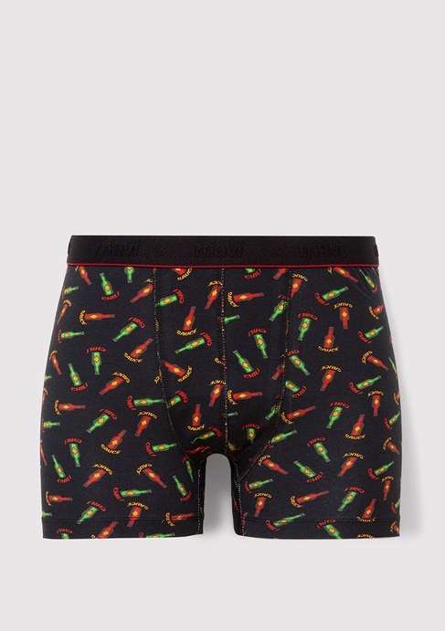  Mavi Baskılı Siyah Boxer 0911822-900