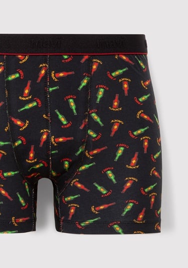  Mavi Baskılı Siyah Boxer 0911822-900