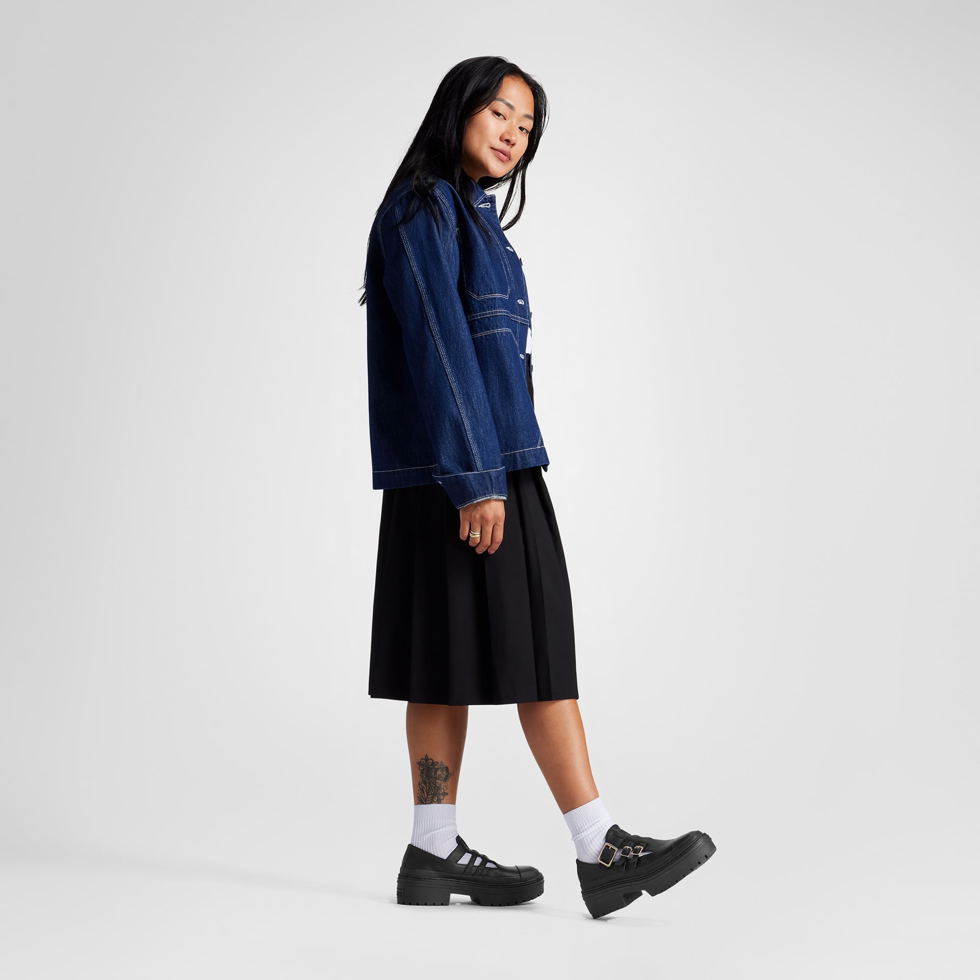 Converse Converse Chuck Taylor All Star Lugged Heel Mary Jane Kadın Siyah Deri Platform Loafer Ayakkabı Sandalet & Terlik | FashFed Siyah - 10. görsel