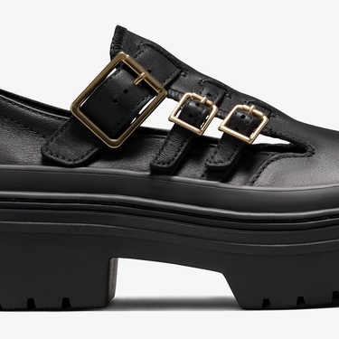  Converse Chuck Taylor All Star Lugged Heel Mary Jane Kadın Siyah Deri Platform Loafer Ayakkabı