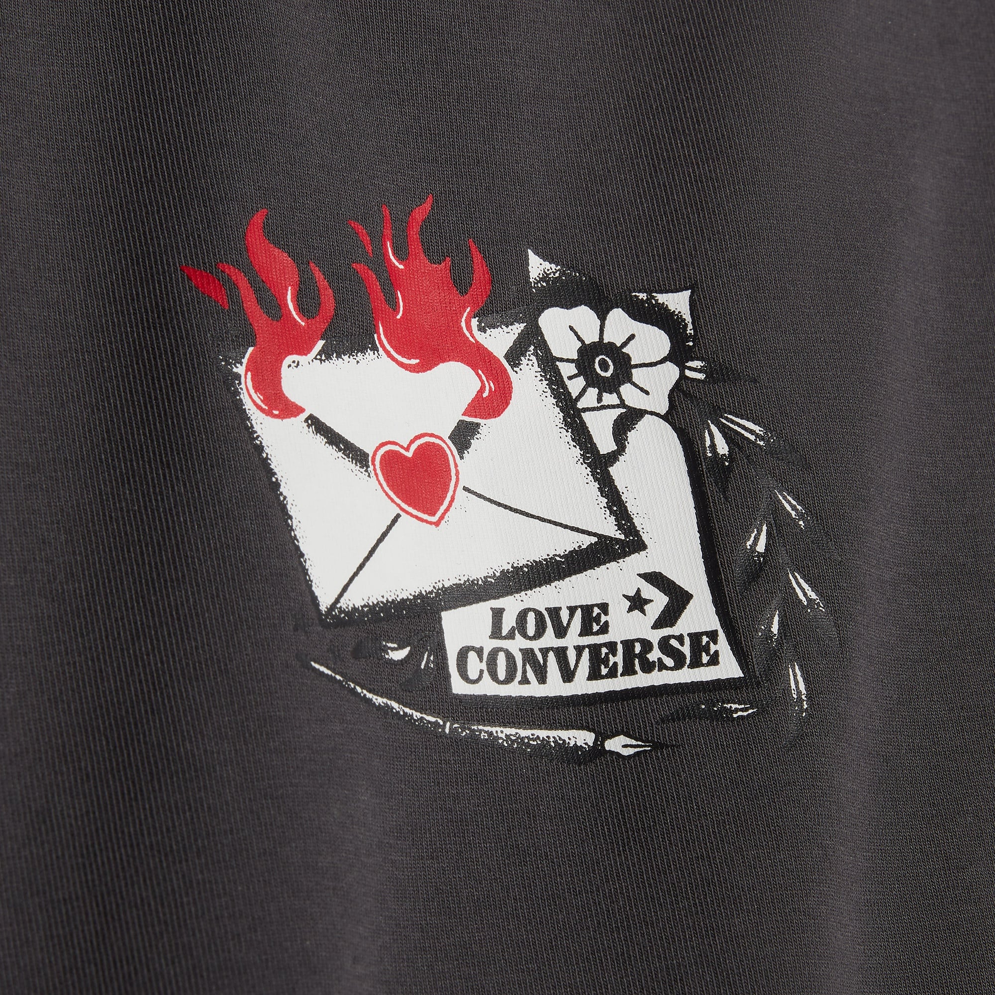 Converse Kadın Slim Fit Baskılı Gri T-Shirt